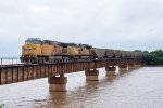 UP 6874 leads an empty coal train over Eufaula Lake 
